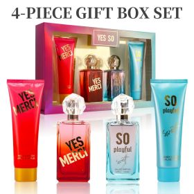 4-Piece Set, Women's Eau De Parfuma Spray&Body Lotion Gift Box, Long Lasting Fragrance, 2 Different Flavor,  3.4 Fl Oz Perfume, 4.1 Fl Oz Body Lotion