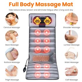 Full Body Electric Massage Mat with Heat Vibration Massage Pad Cushion Back Massage Mattress Chair Pad with Neck Massage Pillow with 10 Vibration Moto